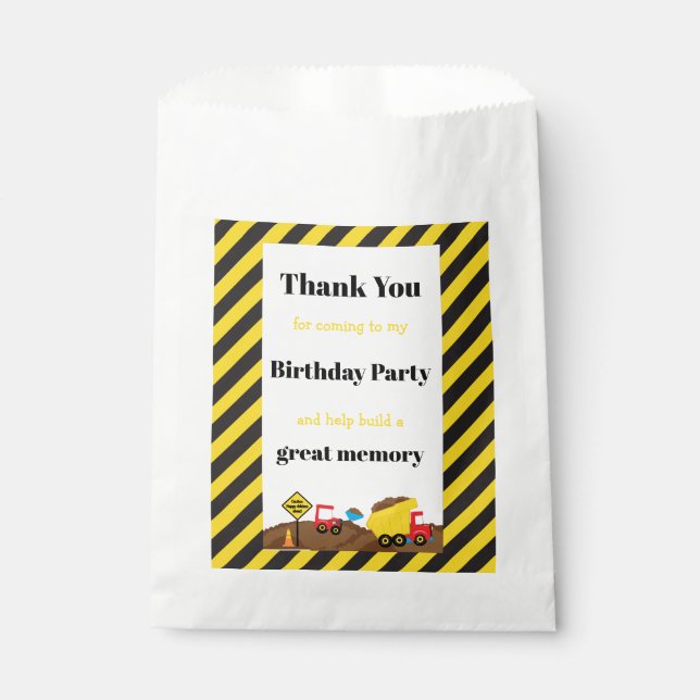 Dump Truck and Digger Favour Bag (Front)