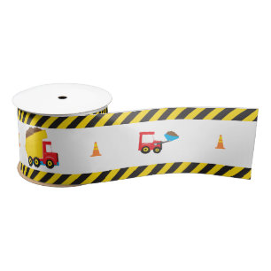 Dump Truck and Digger Satin Ribbon
