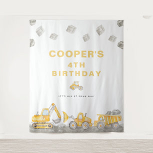 Dump Truck Boy Construction Truck Birthday Welcome Tapestry