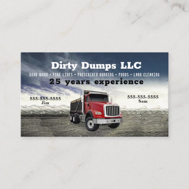 Dump Truck Business Card (Front)