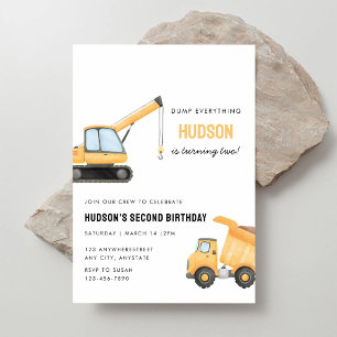 Dump Truck Construction 3rd Birthday Invitation