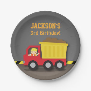 Dump Truck Construction Birthday Party Supplies Paper Plate