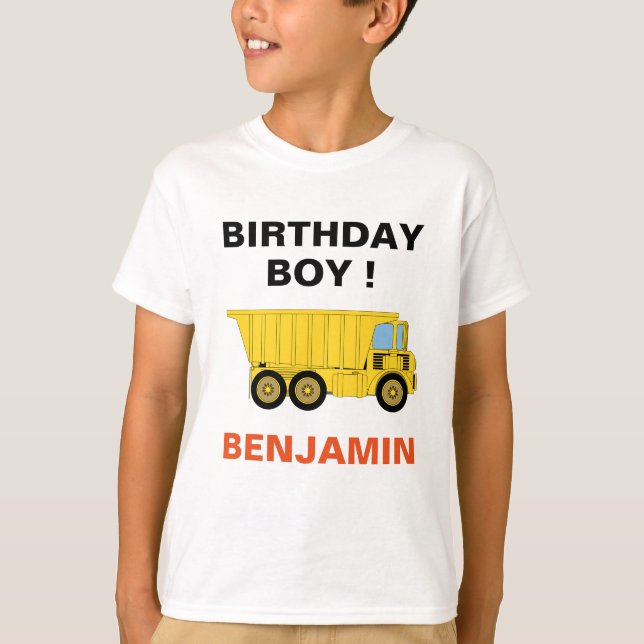 Dump Truck Construction Birthday Party T-Shirt (Front)