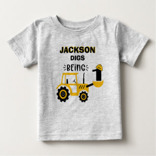 Dump Truck Construction Boys First Birthday Baby T-Shirt