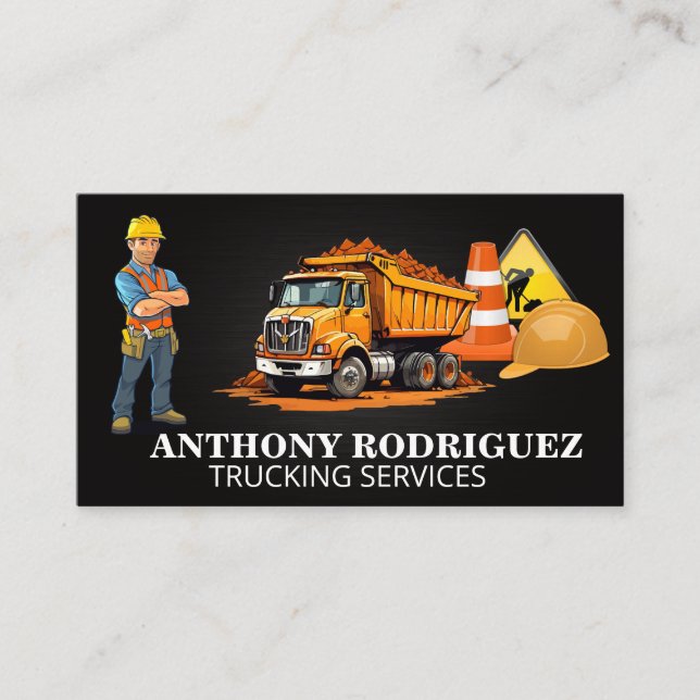 Dump Truck | Construction Equipment | Worker Business Card (Front)