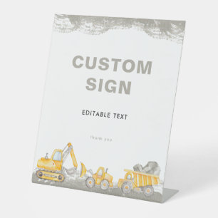 Dump Truck Construction Truck Birthday Party Pedestal Sign