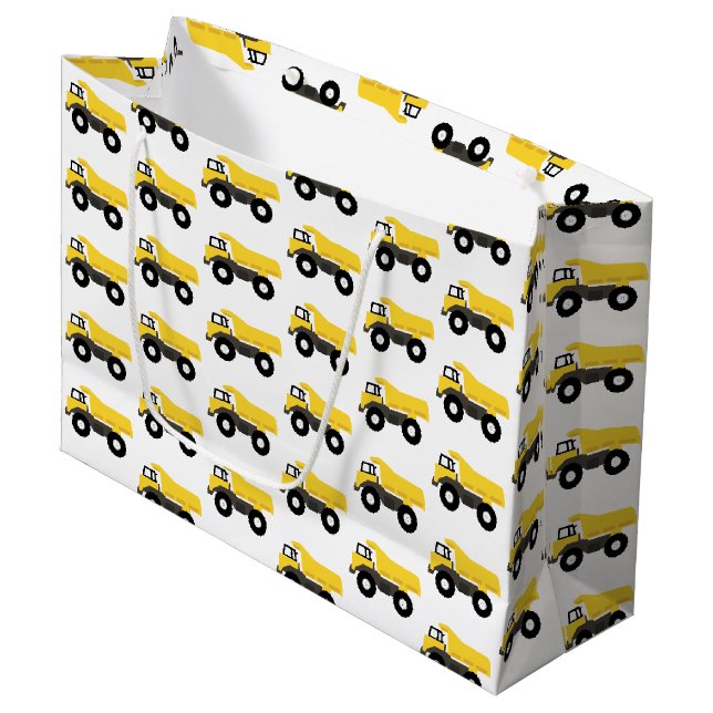 Dump Truck Construction Trucks Large Gift Bag (Front Angled)