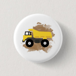 Dump Truck Construction Vehicle Mud Watercolor 1 Inch Round Button