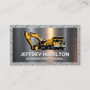 Dump Truck Excavator    Diamond Plate Steel Sheet Business Card