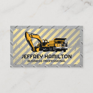 Dump Truck Excavator Steel Caution Business Card