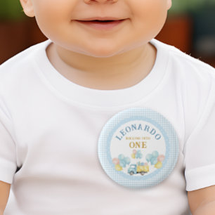 Dump Truck First Birthday Boy 1 Inch Round Button