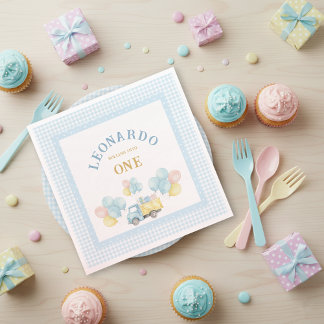 Dump Truck First Birthday Boy Napkin