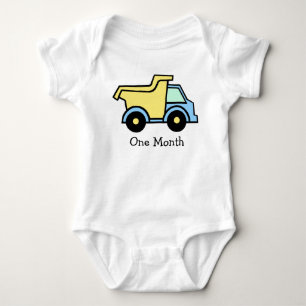 Dump Truck First Month Baby Bodysuit