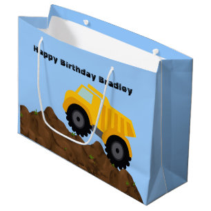 Dump Truck Personalized Birthday Large Gift Bag