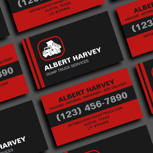 Dump Truck Services Heavy Hauling Construction Business Card