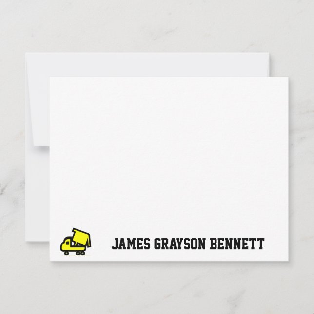 Dump Truck Thank You Note Note Card (Front)