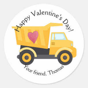 Dump Truck Valentine Day Stickers Personalized