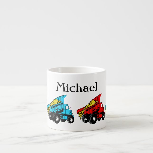 Dump trucks for kids espresso cup (Front)