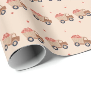 Dump trucks with Heart Loads design Wrapping Paper