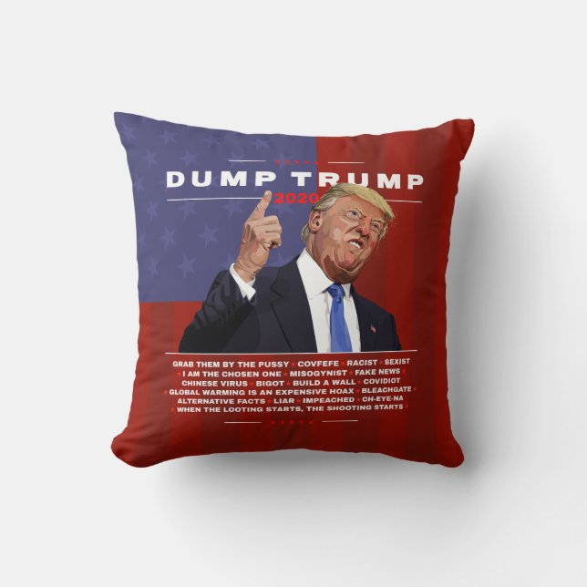 Dump Trump 2020 illustration Throw Pillow (Front)