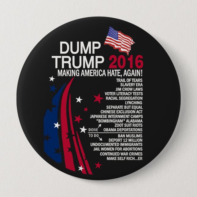Dump Trump 4 Inch Round Button (Front)