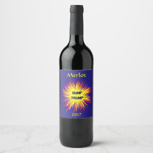 Dump Trump Red Yellow and Blue Wine Label