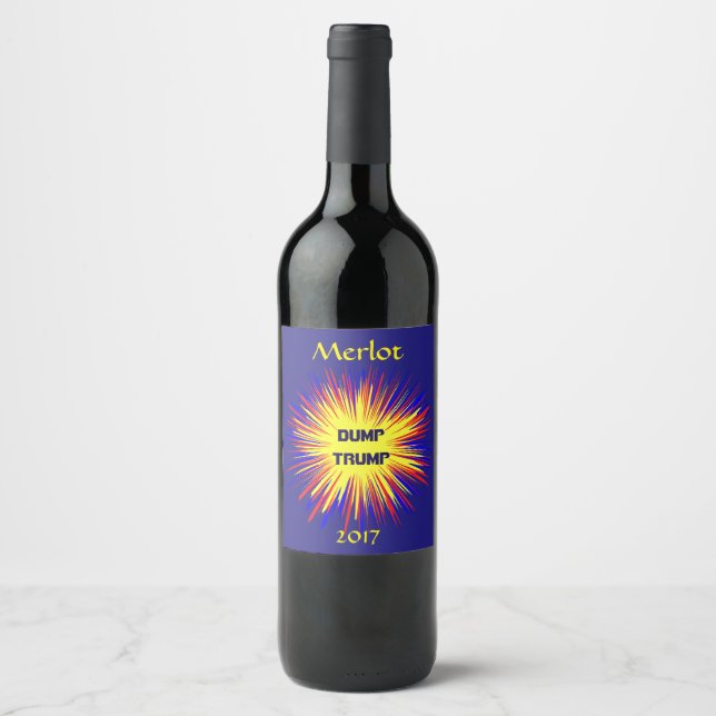 Dump Trump Red Yellow and Blue Wine Label (Front)