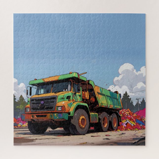 Dumping the Bricks - Big-Rig Haul Truck Jigsaw Puzzle (Vertical)