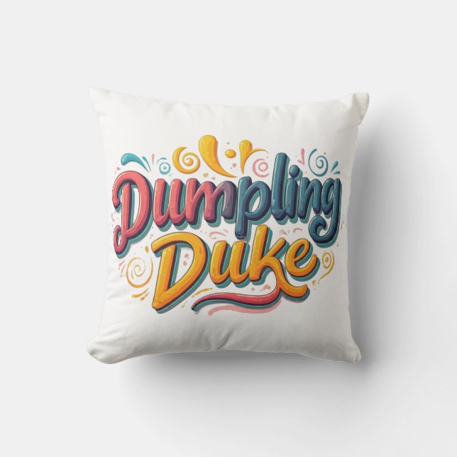 Dumpling Duke Throw Pillow (Front)