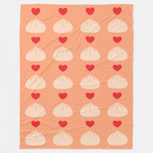 Dumpling Love Cantaloupe Large Fleece Blanket (Front)