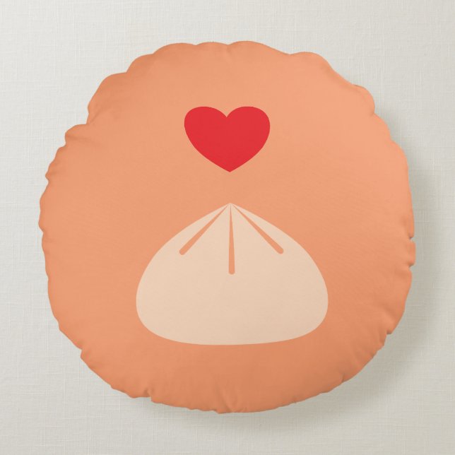 Dumpling Love Cantaloupe Round Pillow (Front)