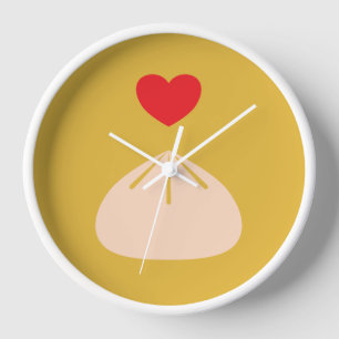 Dumpling Love Longan Wood Framed Clock