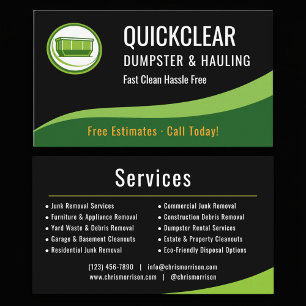 Dumpster and Hauling Professional Business Card