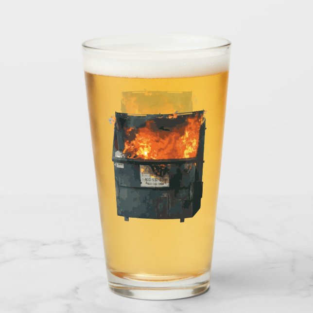 Dumpster Fire - funny hot mess Glass (Front Filled)