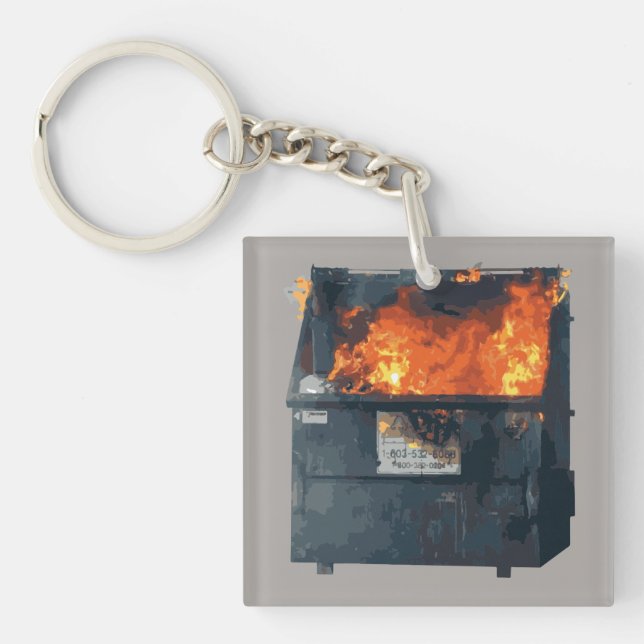 Dumpster Fire - funny hot mess Keychain (Front)