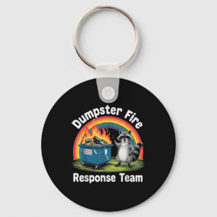 Dumpster Fire Rainbow Raccoon Funny Sarcastic Nove Keychain