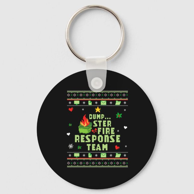 Dumpster Fire Resnse Team Chaos Ugly Sweater Cute  Keychain (Front)