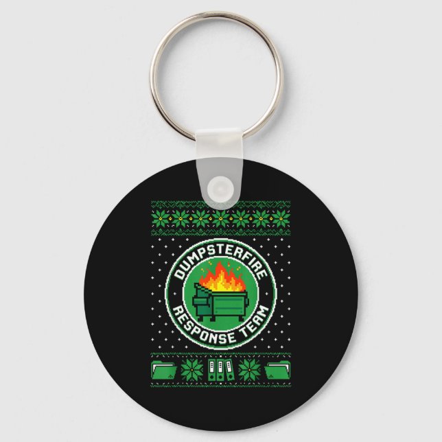 Dumpster Fire Resnse Team Funny Office Holiday Xel Keychain (Front)