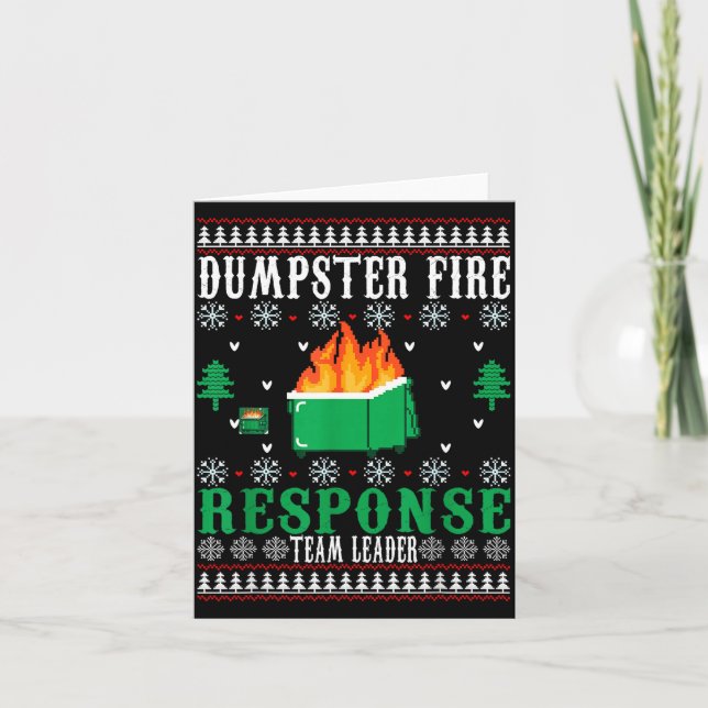 Dumpster Fire Resnse Team Leader Christmas Ugly Sw Card (Front)