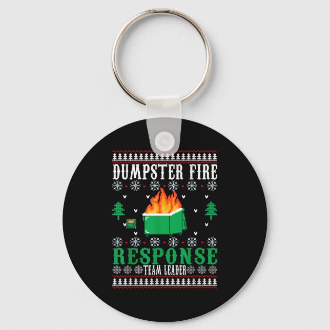 Dumpster Fire Resnse Team Leader Christmas Ugly Sw Keychain (Front)