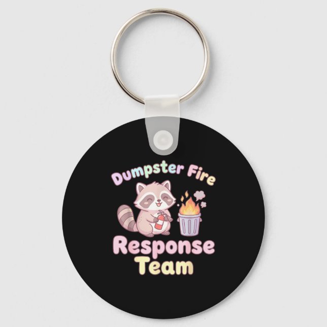Dumpster Fire Resnse Team Raccoon Kawaii  Keychain (Front)