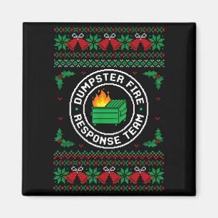 Dumpster Fire Resnse Team Ugly Christmas Sweater X Magnet