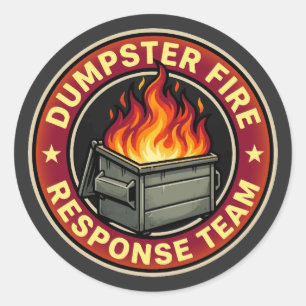 dumpster fire response team funny classic round sticker