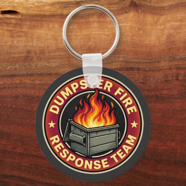 dumpster fire response team funny keychain (Back)