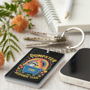 Dumpster Fire Response Team Sarcasm Meme Funny Keychain