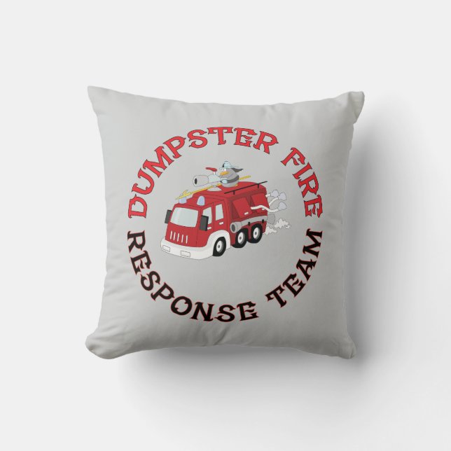 Dumpster Fire Response Team Throw Pillow (Front)