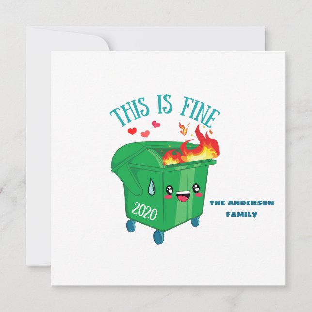 Dumpster Fire This Is Fine 2020 Sucks Christmas Card (Front)