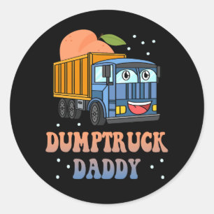 Dumptruck Daddy Retro Groovy Father Day Constructi Classic Round Sticker
