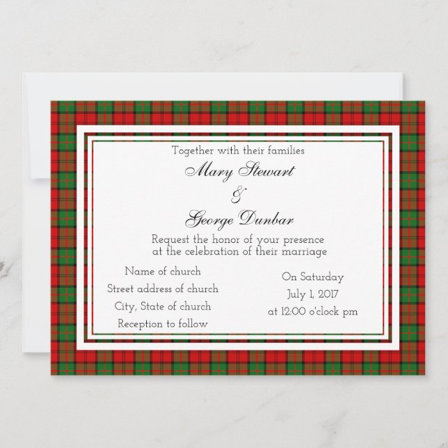 Dunbar Scottish Wedding Invitation (Front)