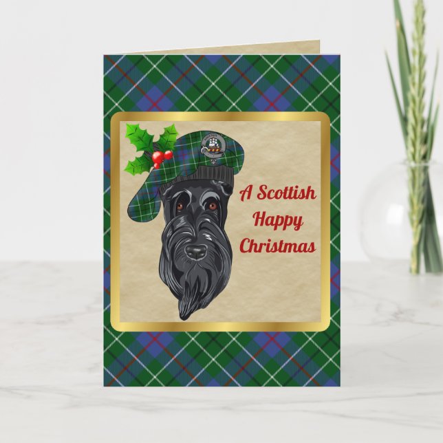 Duncan Badge & Tartan Personalized Xmas Card (Front)